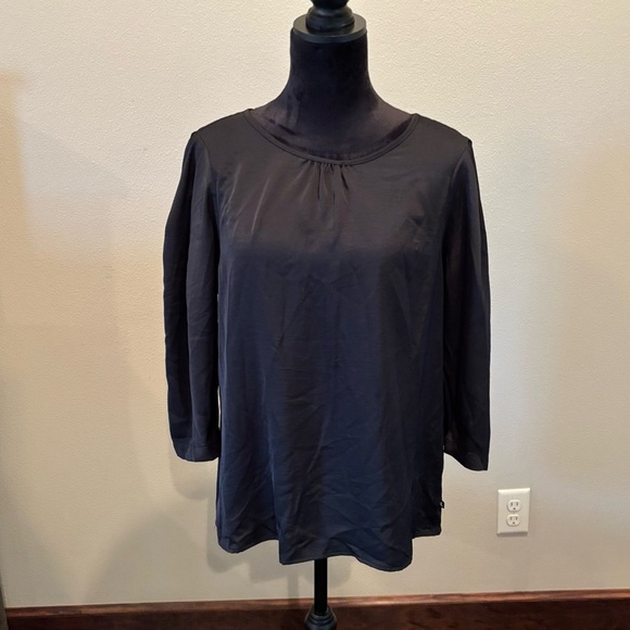 NWT Karl Lagerfeld Black 3/4 Sleeve Blouse Top,Medium, Office Casual Lightweight - Picture 2 of 15